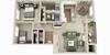The Pointe Apartments 2x2 B Renovated Floor Plan